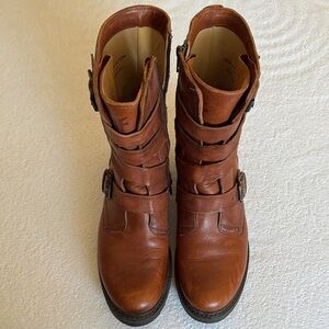 Frye Brown Leather Combat Boots
